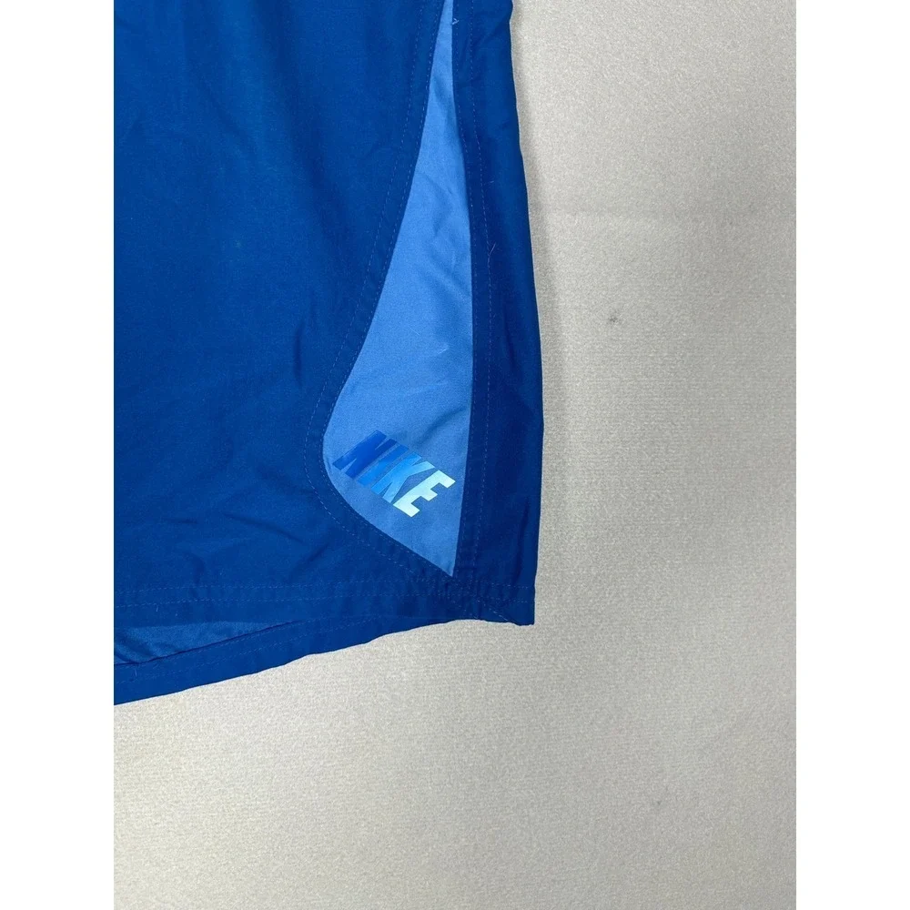 Nike Mens Swim Trunks Medium Blue  Drawstring Colorblock Board Shorts Mesh Lined